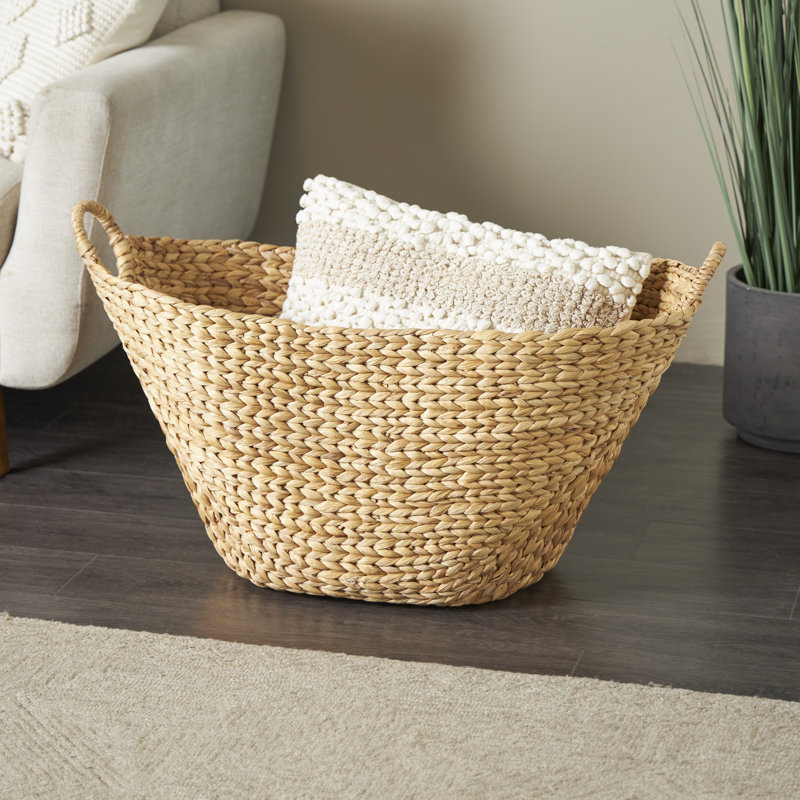 Birch Lane Seagrass Handmade Large Woven Decorative and Functional Storage Basket with Ring Metal Handles Reviews Wayfair